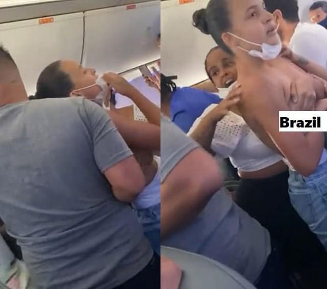 15名巴西女子在飞机上群殴，抹胸背心都滑落了（组图） - 4