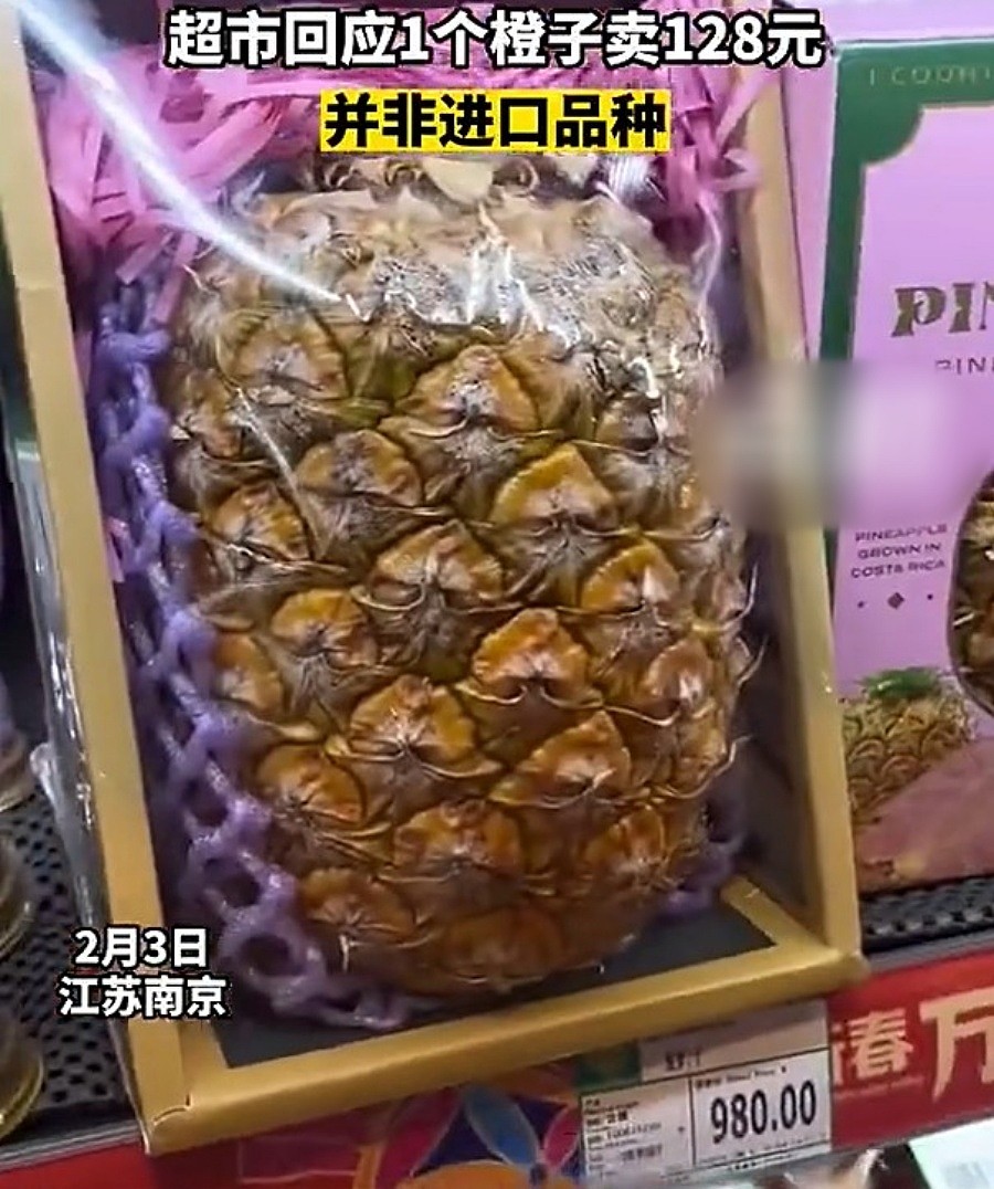 菠萝一个卖980元。