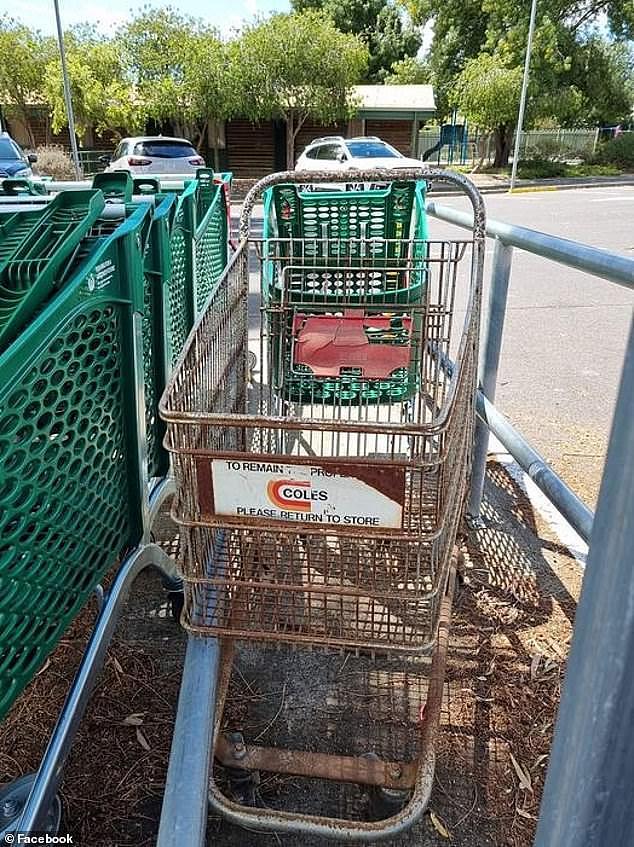 An Adelaide shopper found an old, rusted trolley with a Coles logo that had retired in 1991
