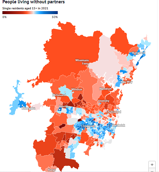 悉尼“单身地图”公布！独居人士持续大涨，华人区已达47%（组图） - 2