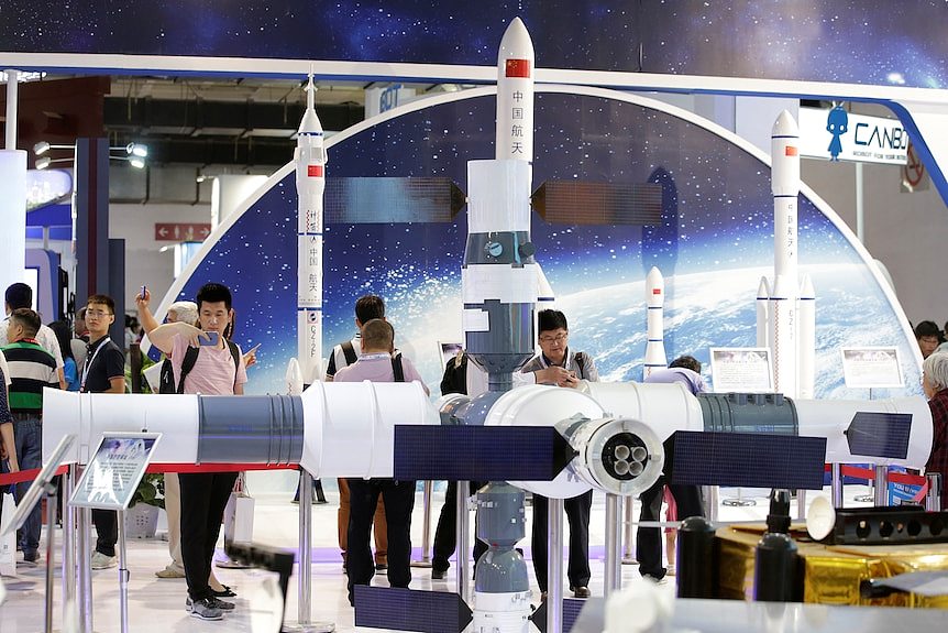 People visit the booth of China Aerospace Science 