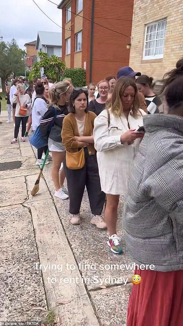Ciara O'Loughlin filmed an insane line of prospective renters waiting outside an apartment inspection in the eastern Sydney suburb of Randwick in January