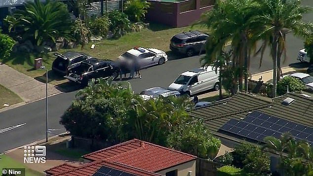 News of the woman's death has shocked neighbours in the quiet street. Pictured is the crime scene on Friday