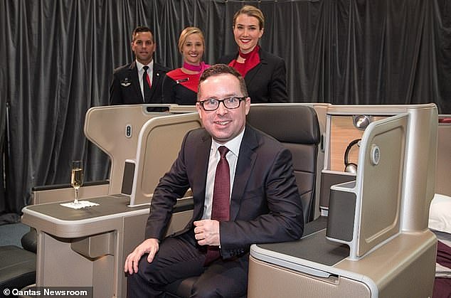 Courtney Allison-Young has been forced to buy herself and her two-year-old son new clothes to wear to a wedding after Qantas lost their luggage (pictured, Qantas CEO Alan Joyce)