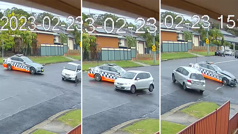 悉尼警车十字路口撞上小车，1警员受伤送医！监控画面曝光（视频/组图） - 2