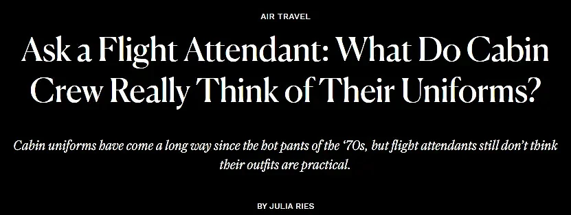 询问空姐：机乘人员是如何看待她们的制服？