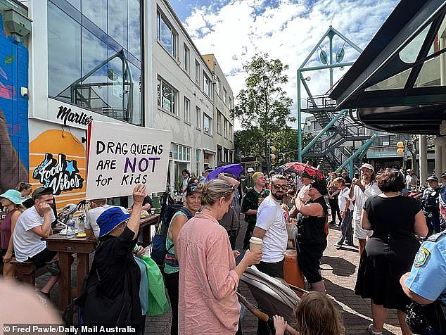 The protest unfolded as Sydney geared up to host its first Mardi Gras in two years after the annual event was cancelled because of the Covid pandemic