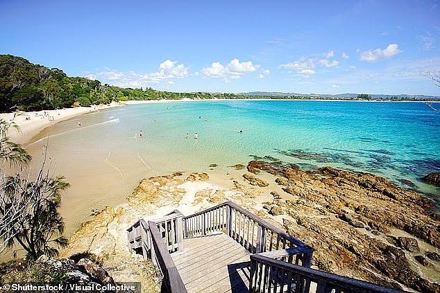 The Pass (pictured) is one of three main beaches at Byron Bay, NSW, and is a popular location for learning how to surf