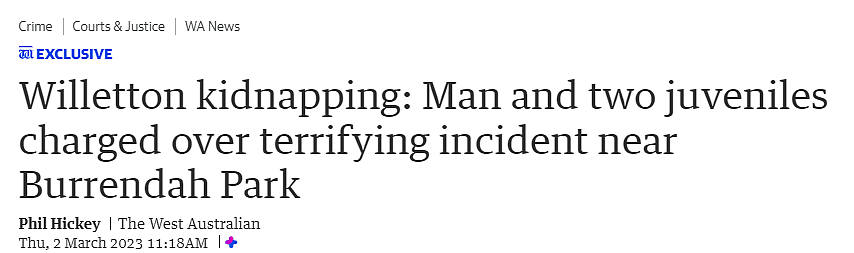珀斯南郊发生绑架案，两男孩被人持刀威胁，被逼跪地，时间长达90分钟（图） - 1