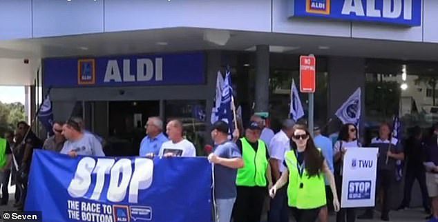 The TWU has previously protested outside Aldi stores over contracts for trucking companies
