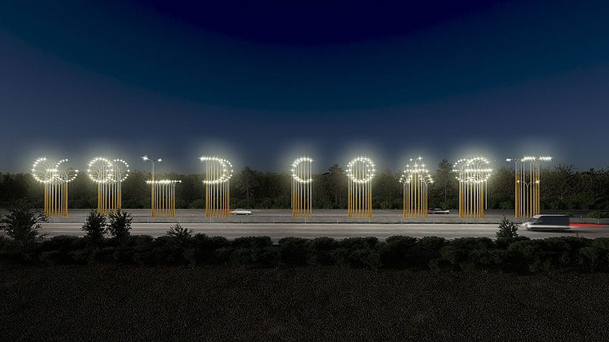 An artist's impression of a light installation spelling out 