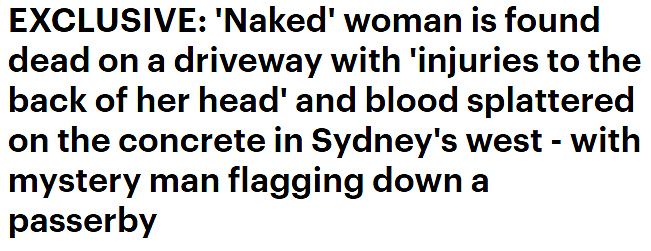 悉尼街头惊现裸体女尸！现场血迹斑斑，大批警员赶抵现场（组图） - 2