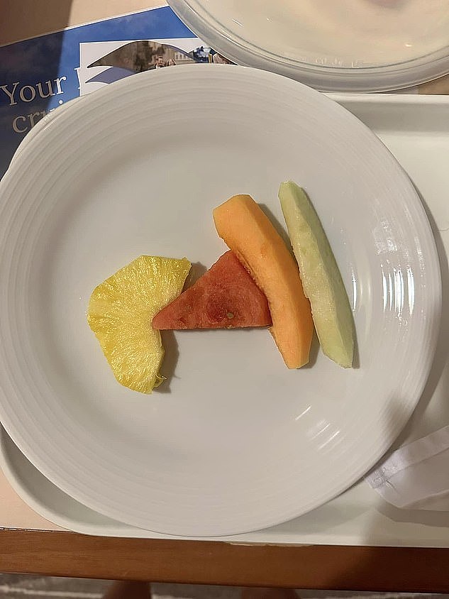 A cruise ship guest was astounded when she ordered a fruit plate on room service to receive a 'sad' snack of just four small slices of fruit