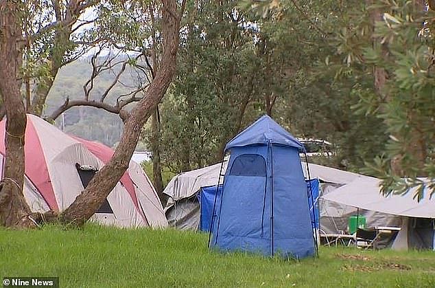 More than 50 families are permanently living in the tent city (pictured) in Moruya on the NSW South Coast as the town struggles with an affordable accommodation shortage