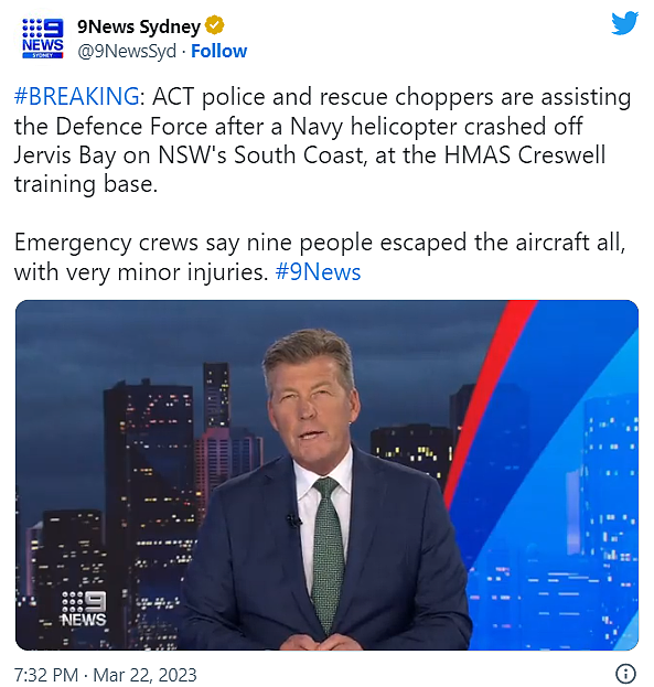 澳洲海军直升机坠毁，9人受伤！当局介入调查（视频/图） - 2