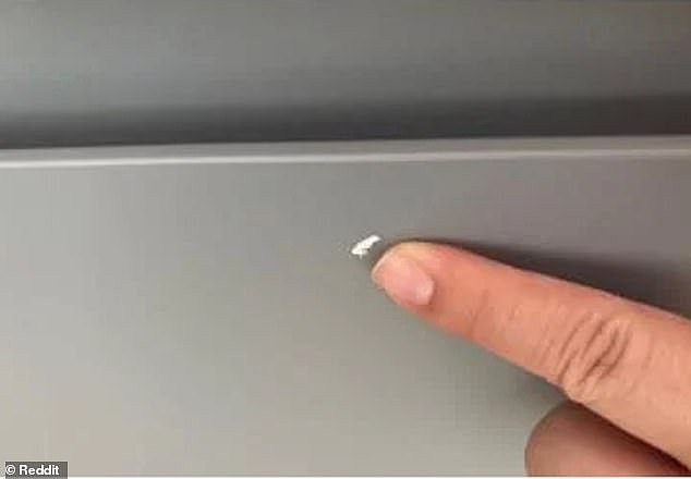 A Melbourne tenant shared a photo of the small paint chip on their dishwasher door (above) that the landlord claimed would cost $1,500 to repair