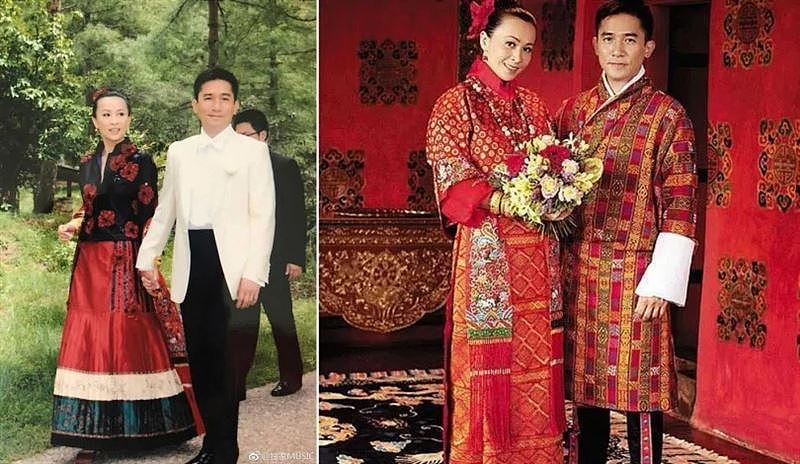 梁朝偉和劉嘉玲愛情長跑20年，終於在2008年前往不丹舉行浪漫婚禮。（圖／翻攝自微博）