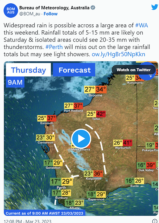 下周凉意来袭！西澳将有阵雨，珀斯夜间最高温14℃（图片） - 2