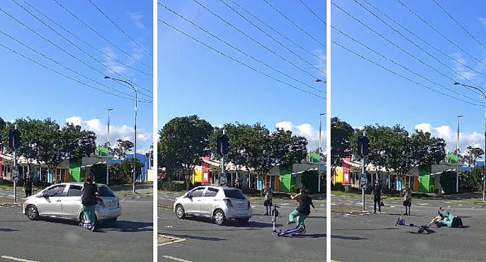 澳teenager骑电动滑板车闯红灯，司机闪避不及发生擦撞！目击者：结果可能更遭（视频/图） - 2
