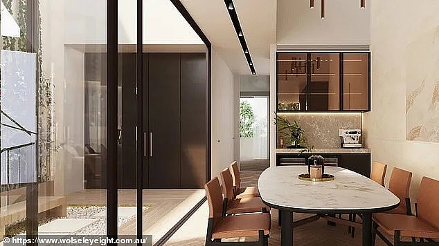 Plus Agency general manager Peter Li sold the townhouse and claimed agents need to be accommodating especially with off-the-plan properties (pictured, townhouse's dinning area)