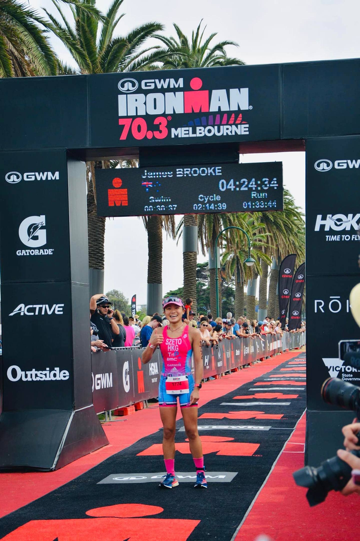 司徒兆殷上周在「Ironman 70.3」刷新個人最佳成績。（Facebook）