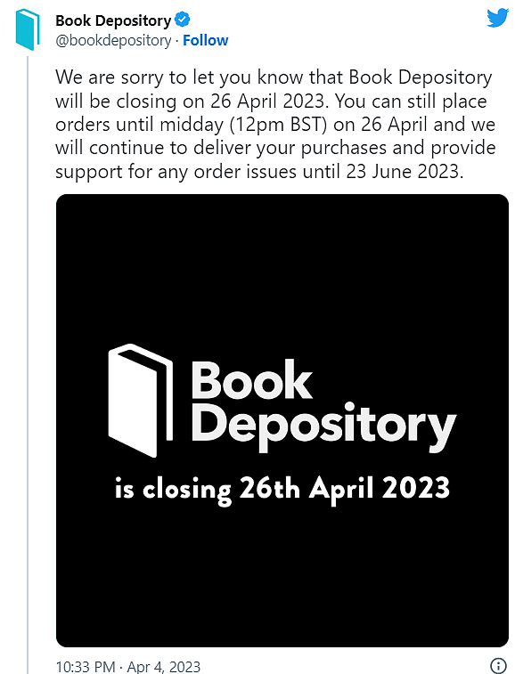 4月26日，在线书店Book Depository结束业务！（组图） - 3
