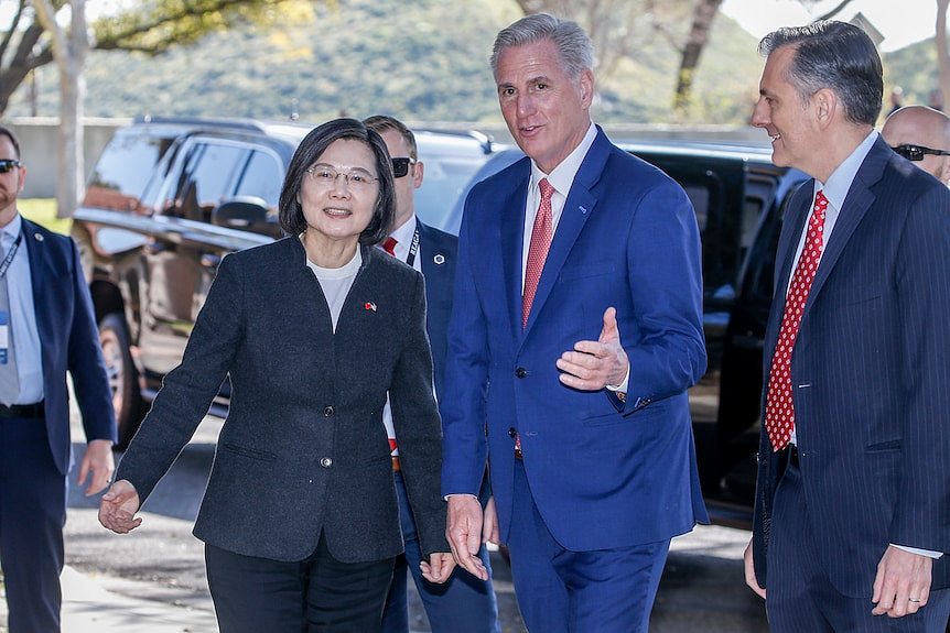 House Speaker Kevin McCarthy welcomes Taiwanese President Tsai Ing-wen.