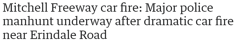 珀斯偷车贼Mitchell Freeway发生车祸，燃起白烟高达数米（组图） - 1
