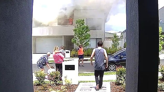 The couple managed to pull their toddlers from their upstairs bedrooms as they screamed for their lives and escape the fire safely and while everyone managed to get out unscathed they now are hundreds of thousands of dollars out of pocket (pictured: Gledswood Hills home fire)