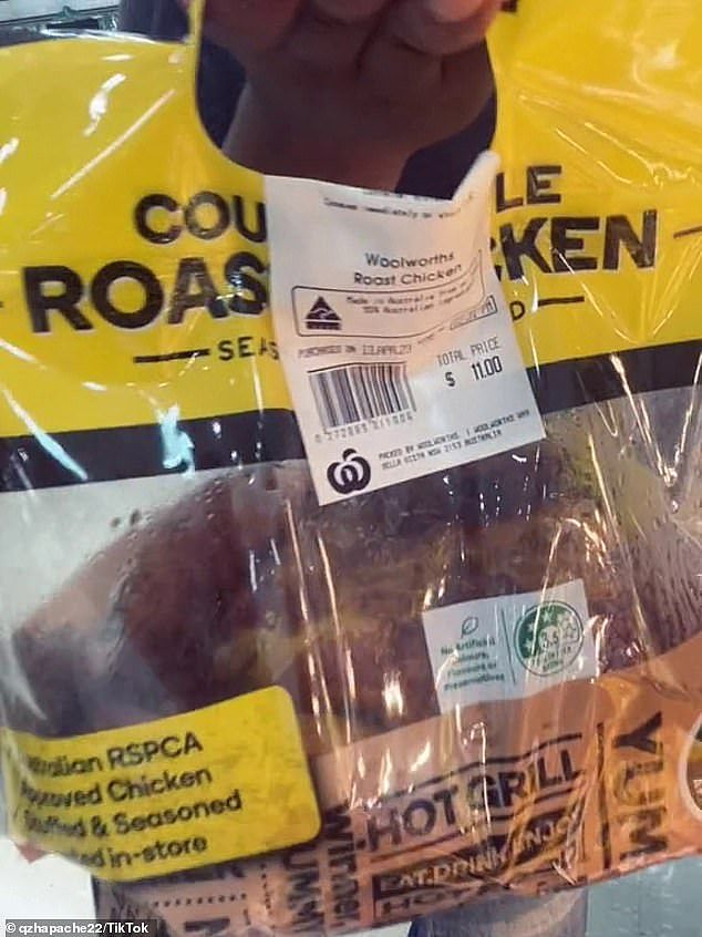 Woolies sells most of its BBQ chickens in its well-known yellow and black bags