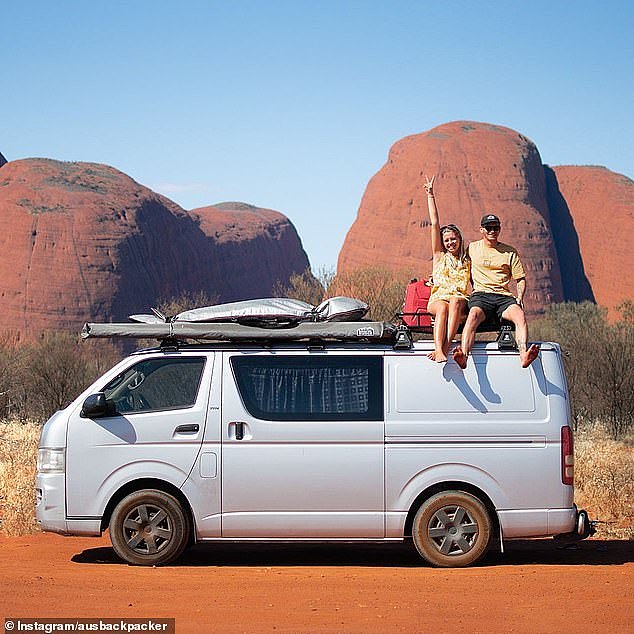 British backpacker Dom (left) and Aussie photographer Jesse (right) gave up their van life adventure travelling around the country and now work 60 hours a week each in the Pilbara region of Western Australia
