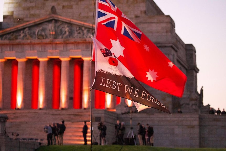 A large flag in Victoria for Anzac Day.