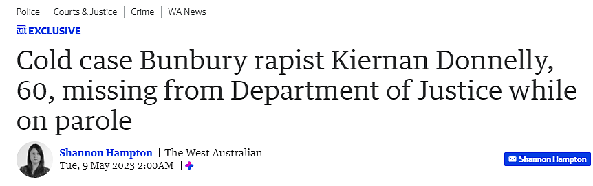 西澳强奸犯假释期失踪，曾把女子拖进灌木丛性侵，法官：毫无悔改（组图） - 1