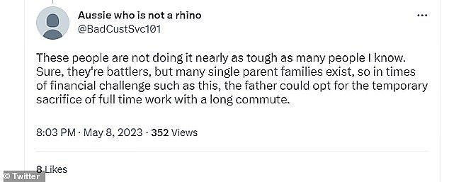 Many viewers took issue with the fact the couple have two cars, their daughter appears to attend a private Christian school, they spend about $350 a week on groceries and seem to have no plans on securing full-time work