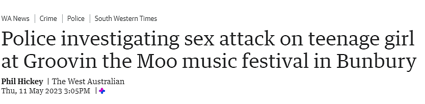 西澳少女参加音乐节，险些被性侵，逃脱后立即报警（组图） - 1