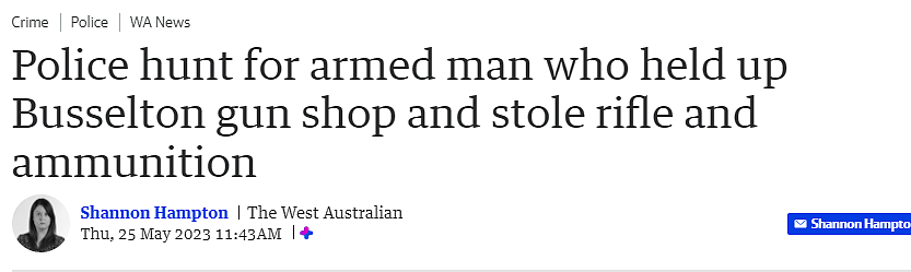 危险！西澳现武装枪手流窜，携长枪和子弹，警方警告：看到切勿靠近（组图） - 1