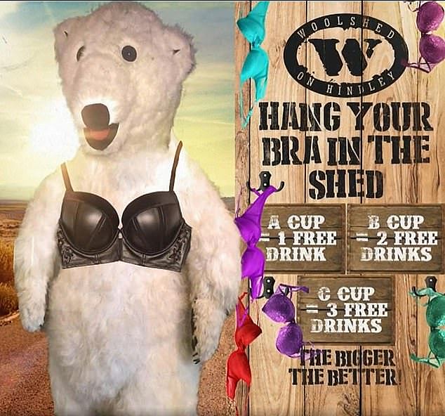 A popular pub has been blasted after a controversial promotion offering free drinks to women depending on their bra size, with the slogan 'the bigger the better'