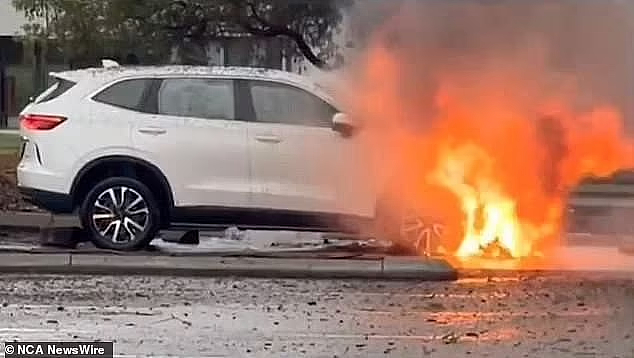 恐怖！珀斯男子Bunnings停车，被闪电击中，车子瞬间着火，烧成废墟（组图） - 2