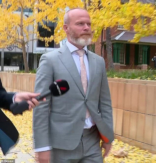 Maleckas (pictured outside Parramatta District Court on Monday) was found to have used unreasonable force on Mr McIvor after arresting him with 'no basis'
