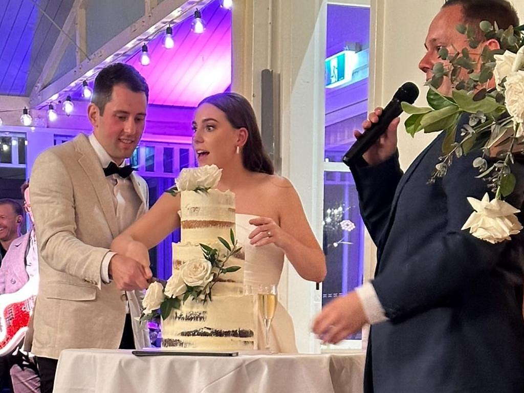 Mitchell Gaffney and Madeleine Edsell at their wedding ceremony before the tragedy unfolded. Picture: Instagram