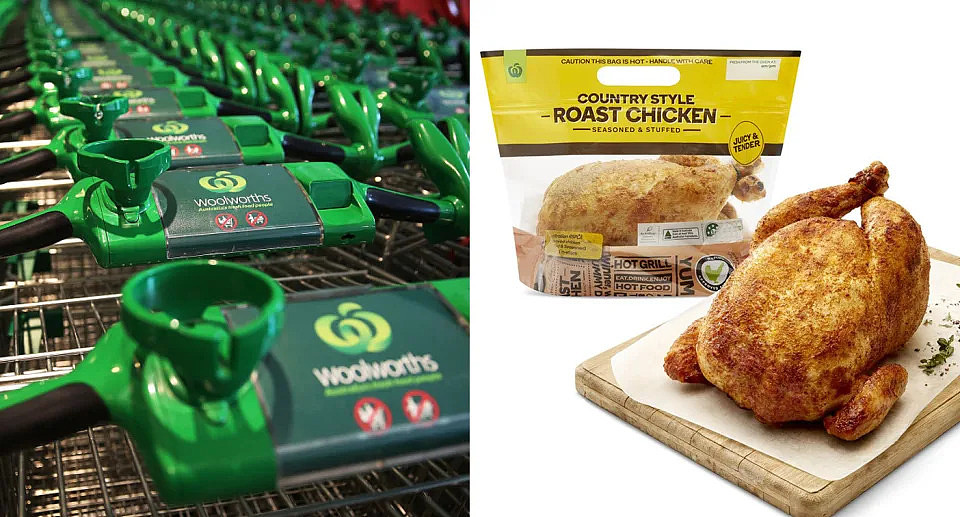 Woolworths trolleys and hot roast chicken