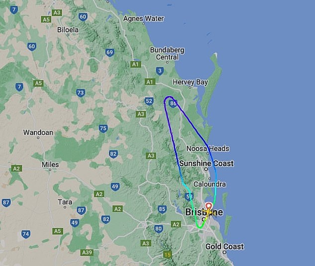 The flight turned back to Brisbane on Sunday night before two cabin crew members were taken to hospital
