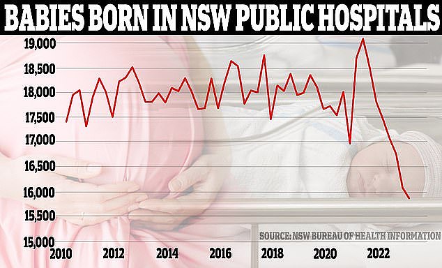 今年前三个月，公立产科病房出生的婴儿不到 16,000 名，这是自 2010 年有记录以来任何季度的最低数字
