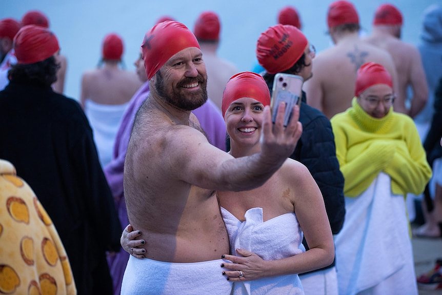 Two Dark Mofo nude swim participants.