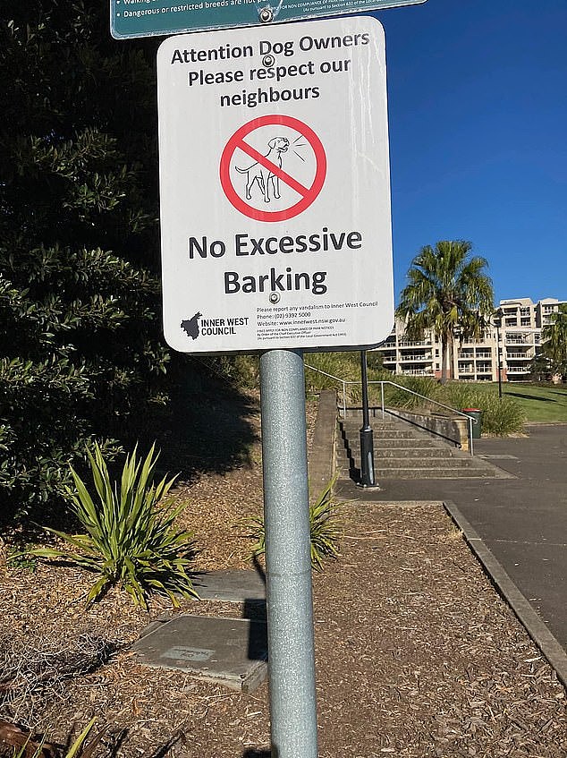 An inner-west Sydney community has been left divided after the council erected this sign demanding dog owners stop their pets from barking in an off-leash area