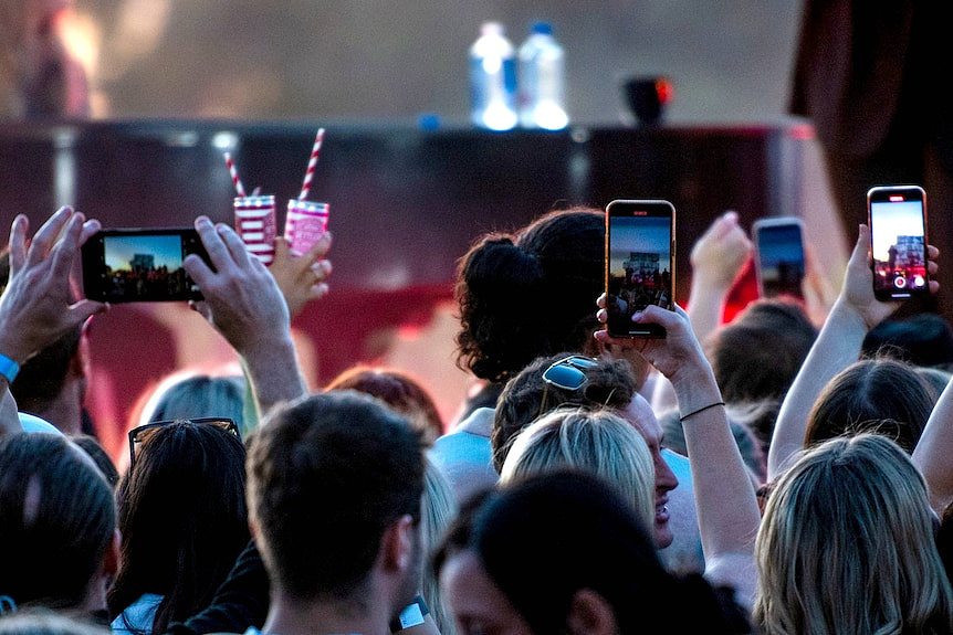 Audience members at a Sam Smith concert at d'Arenberg winery.