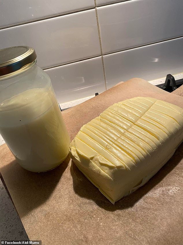 A thrifty mum has revealed how she's cutting down on her grocery bill by making her own butter from Aldi thickened cream