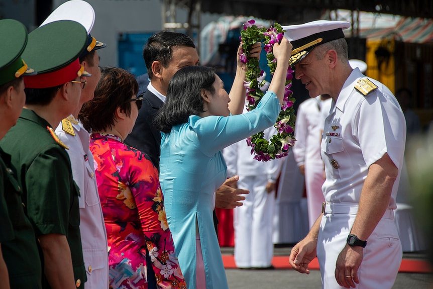 在越南岘港，美军受到了欢迎。