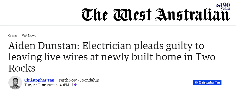 珀斯新房电线裸露在外，隐患重重，粗心电工被罚近5000澳元（图） - 1