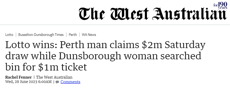 虚惊一场！垃圾桶里找回中奖彩票，西澳女子喜领100万澳元奖金（图） - 1